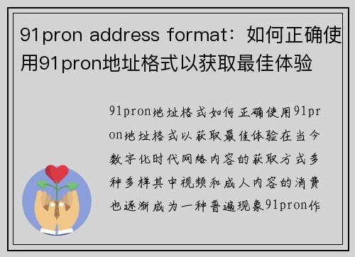 91pron address format：如何正确使用91pron地址格式以获取最佳体验